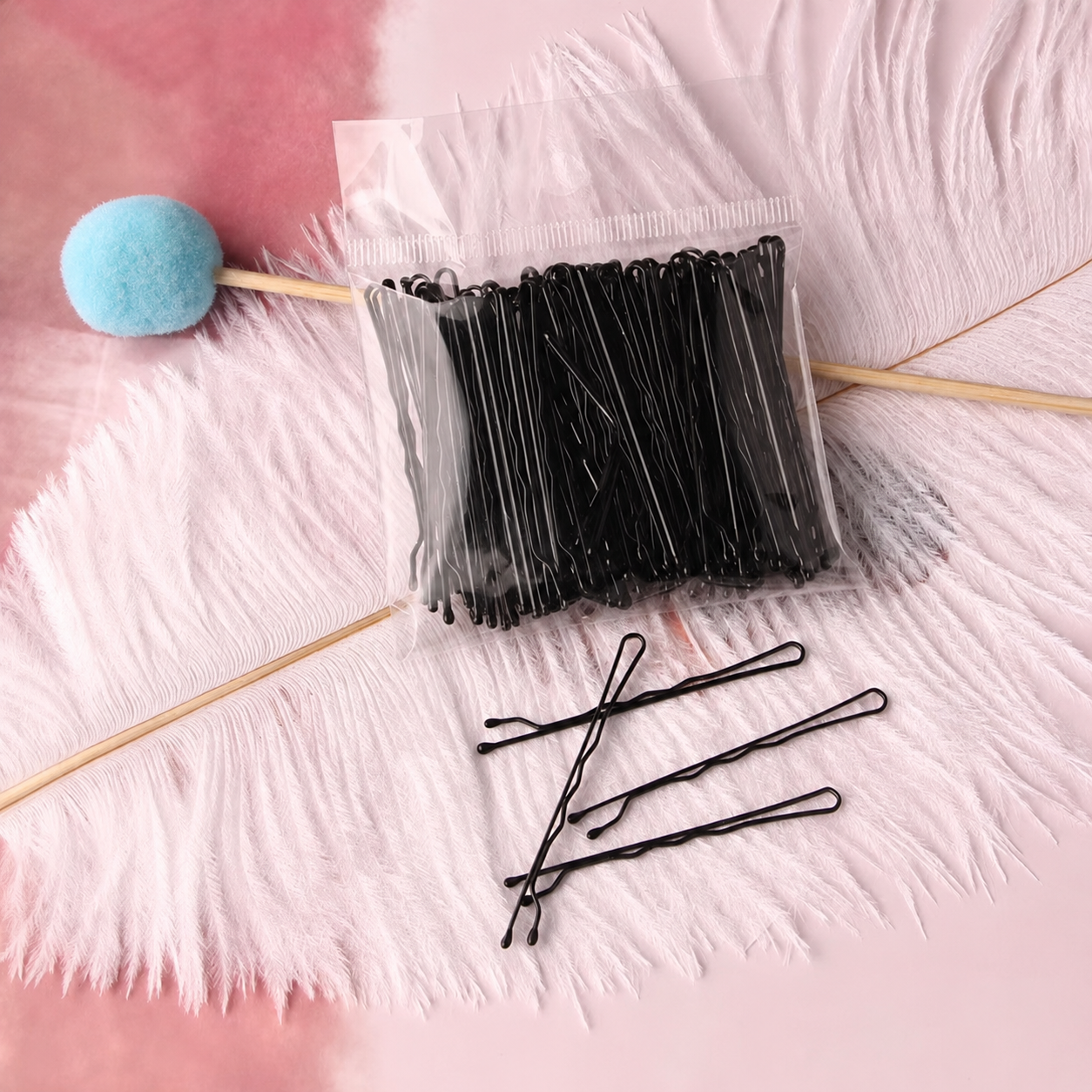 Lot de 100 épingles à cheveux noires – 5 cm