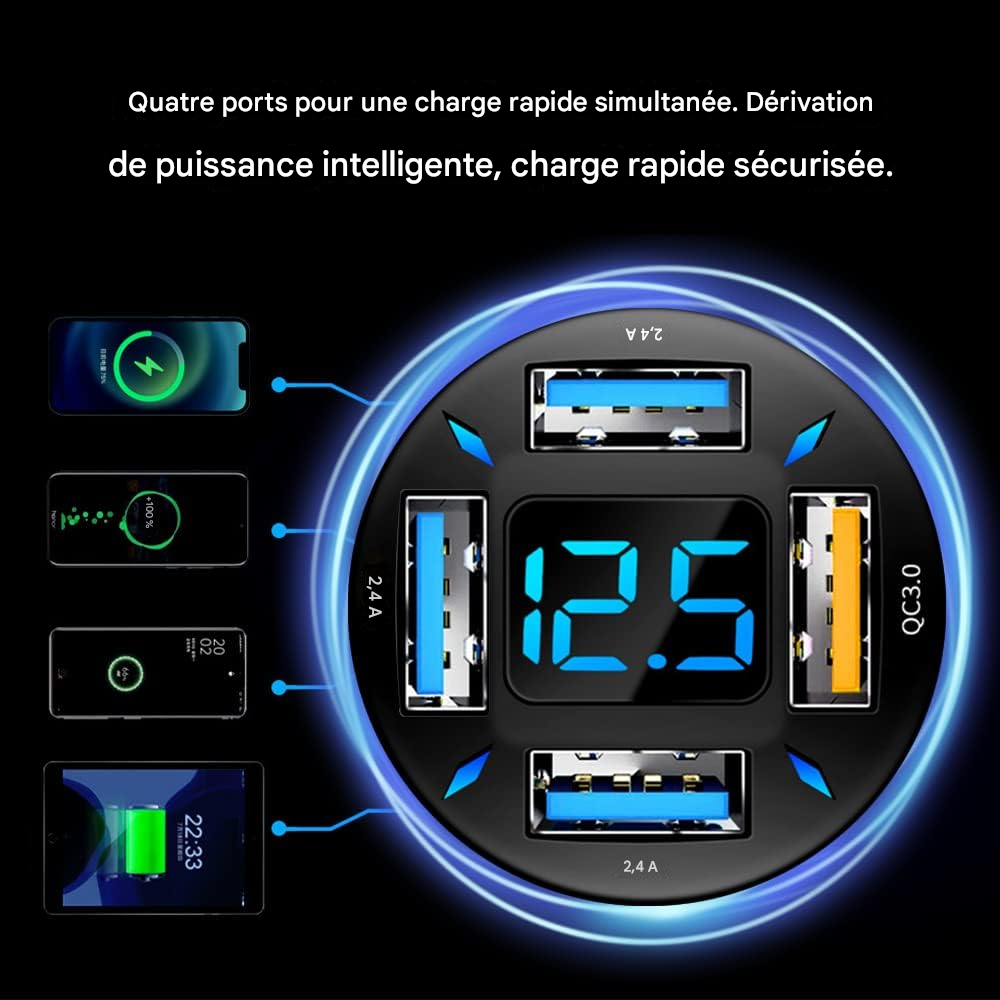 Chargeur Voiture 4 Ports USB