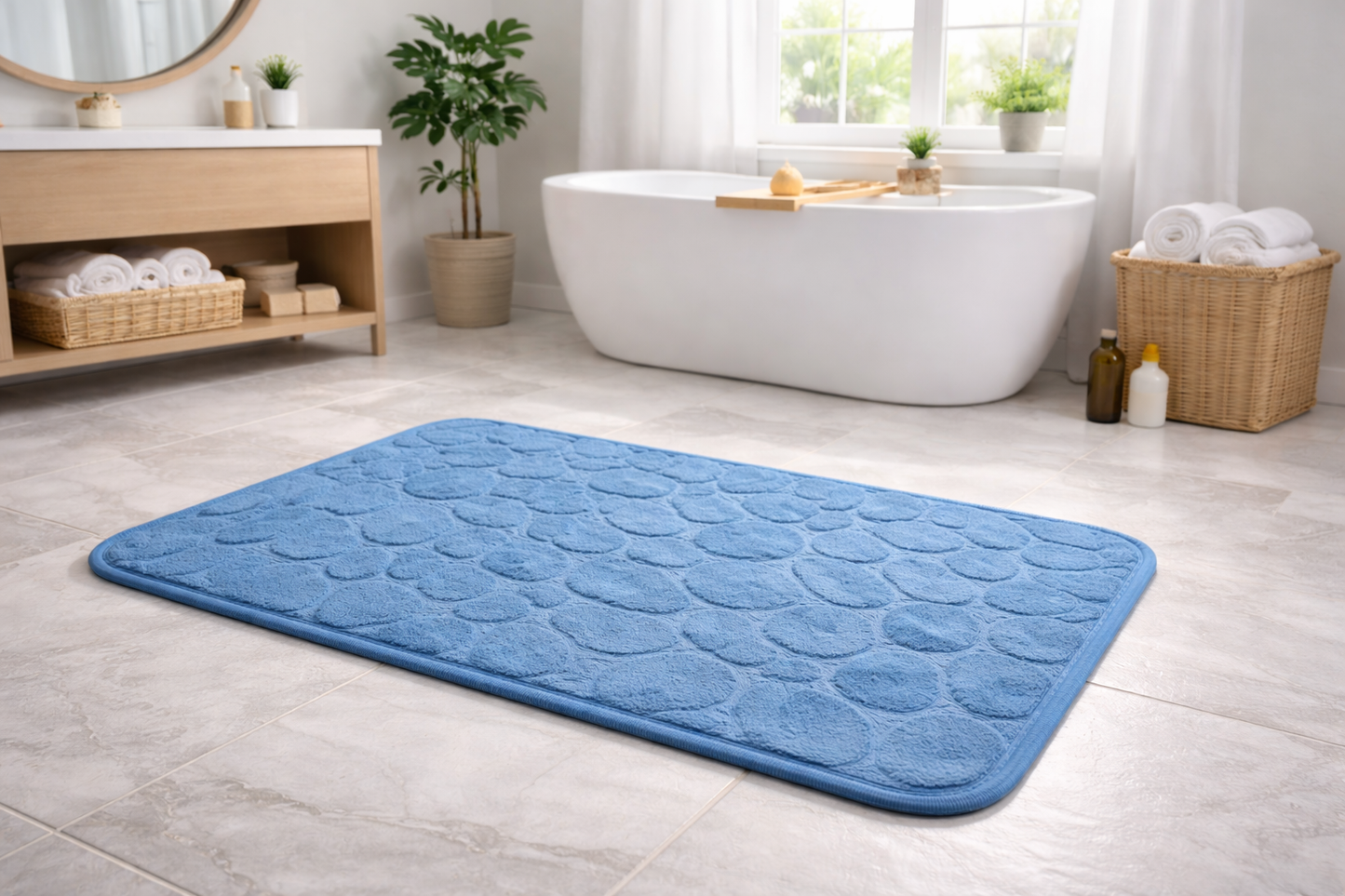 Tapis de Bain Antidérapant Effet Galets - 40x60 cm