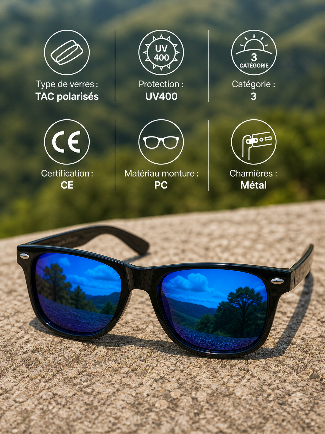 Lunettes de soleil polarisées Bleu UV400