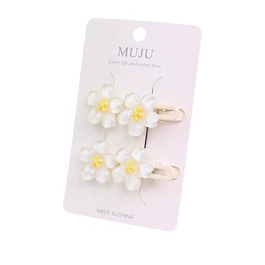 Pinces Cheveux Florales Blanches – Lot de 2