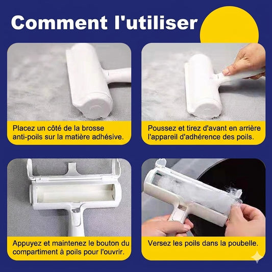 Brosse Anti-Poils Réutilisable pour Chiens & Chats