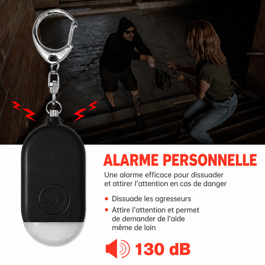 Alarme Personnelle SOS 130 dB Rechargeable avec Lampe LED