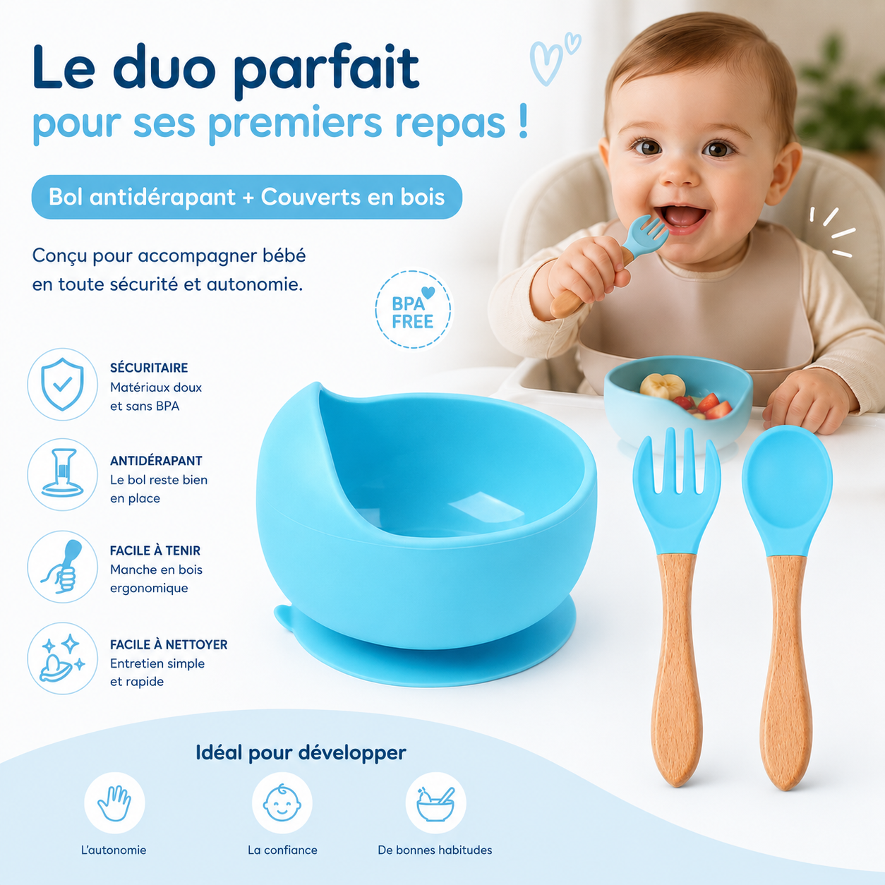 Bol Antidérapant & Couverts d’Apprentissage