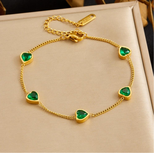 Bracelet Cœur Émeraude