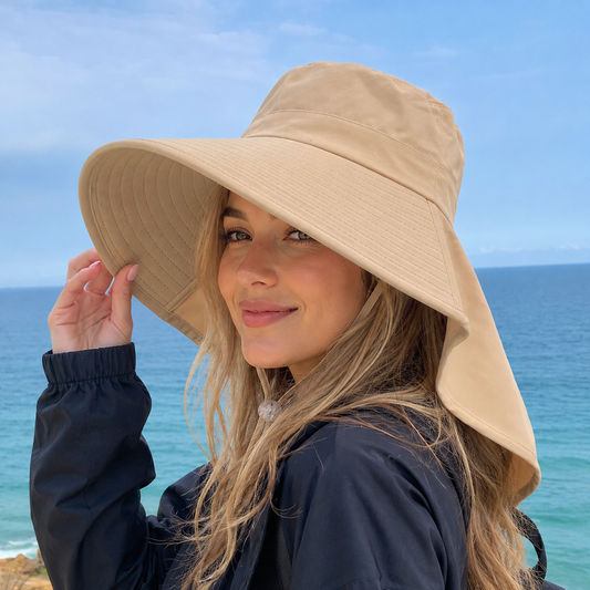 Chapeau Long Beige Anti-UV