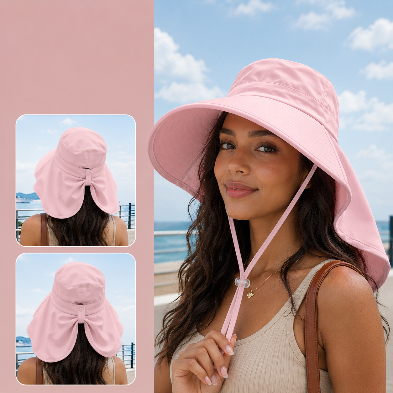 Chapeau Long Rose Anti-UV
