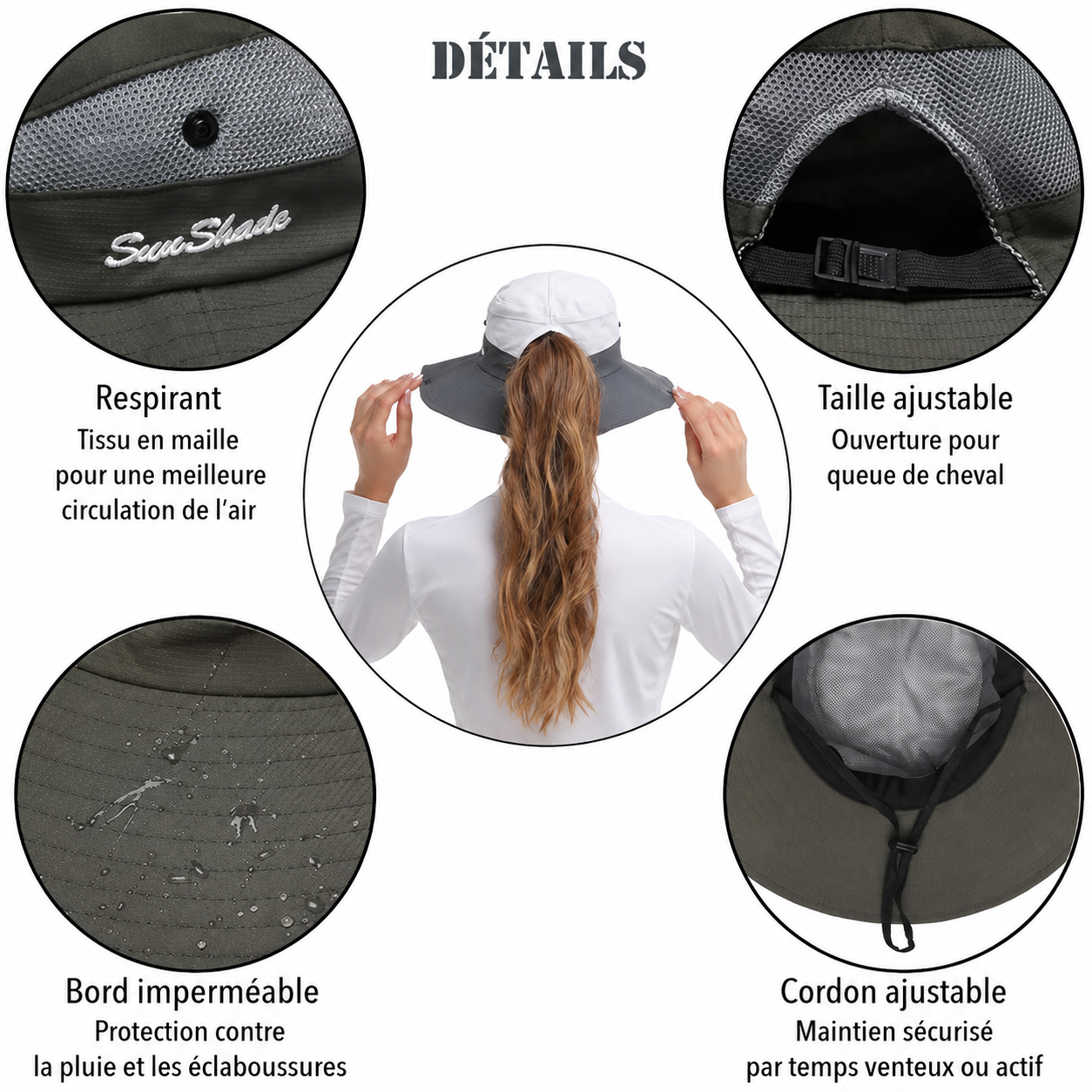 Chapeau de Randonnée  Anti-UV - Gris