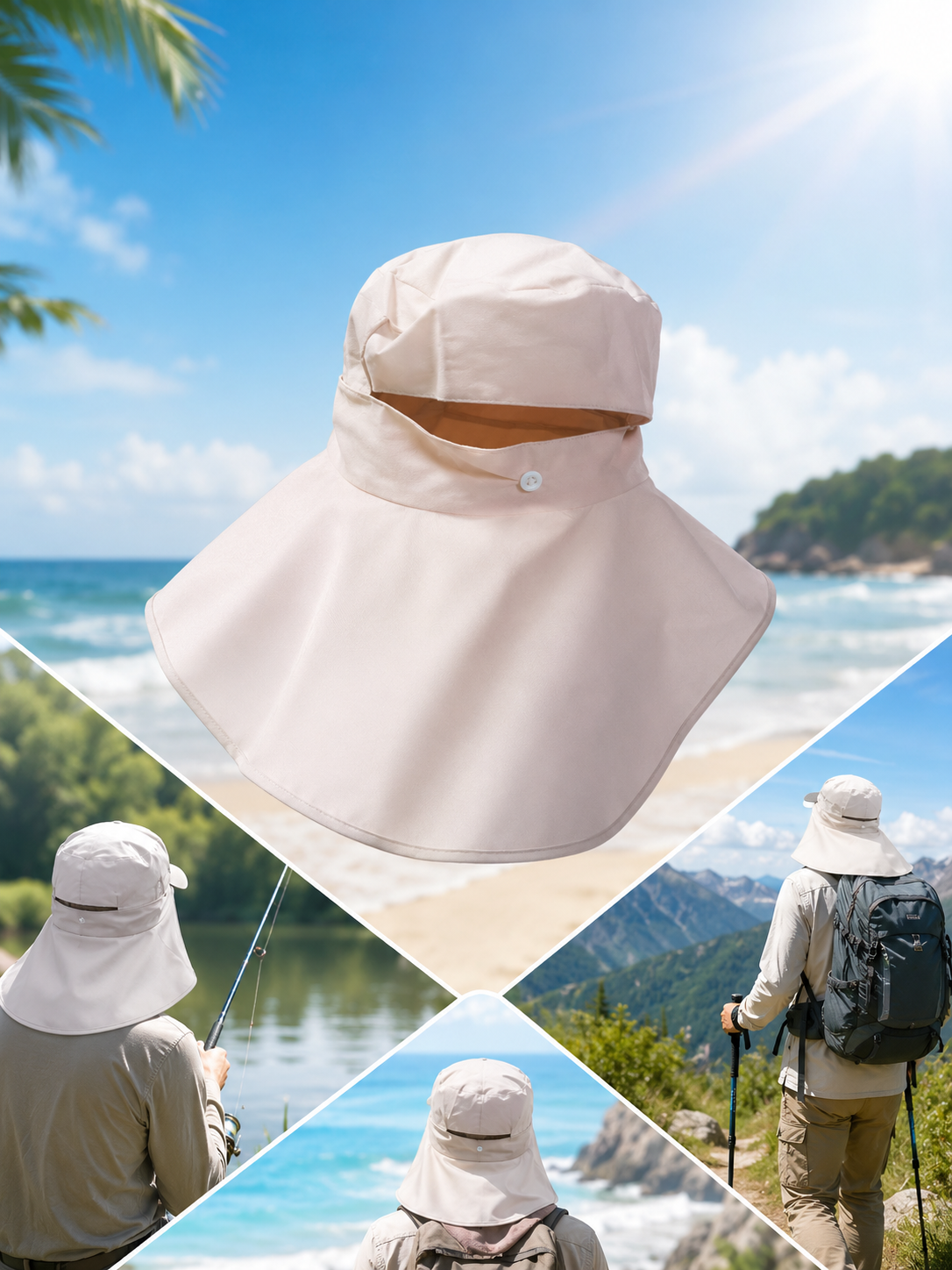 Chapeau Long Beige Anti-UV