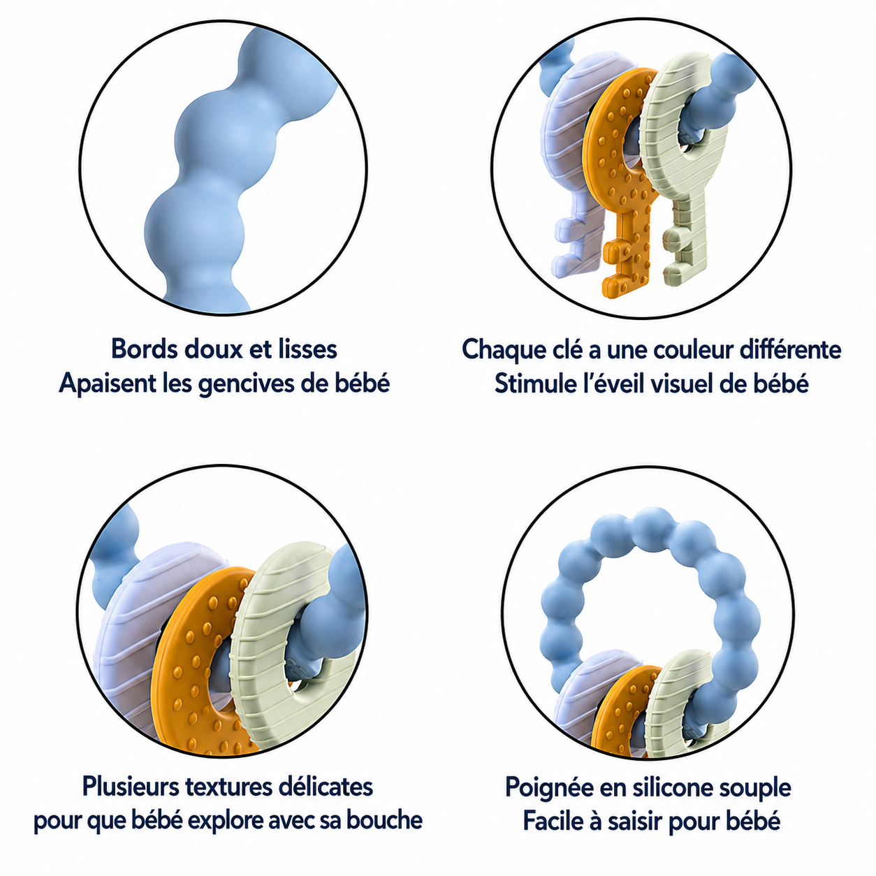 Clés d'Éveil et de Dentition en Silicone