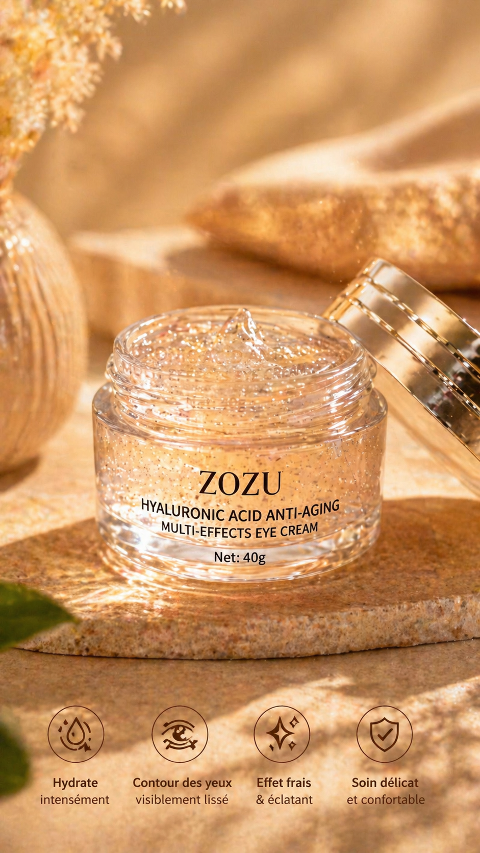 Crème Contour des Yeux Acide Hyaluronique & Or 24K