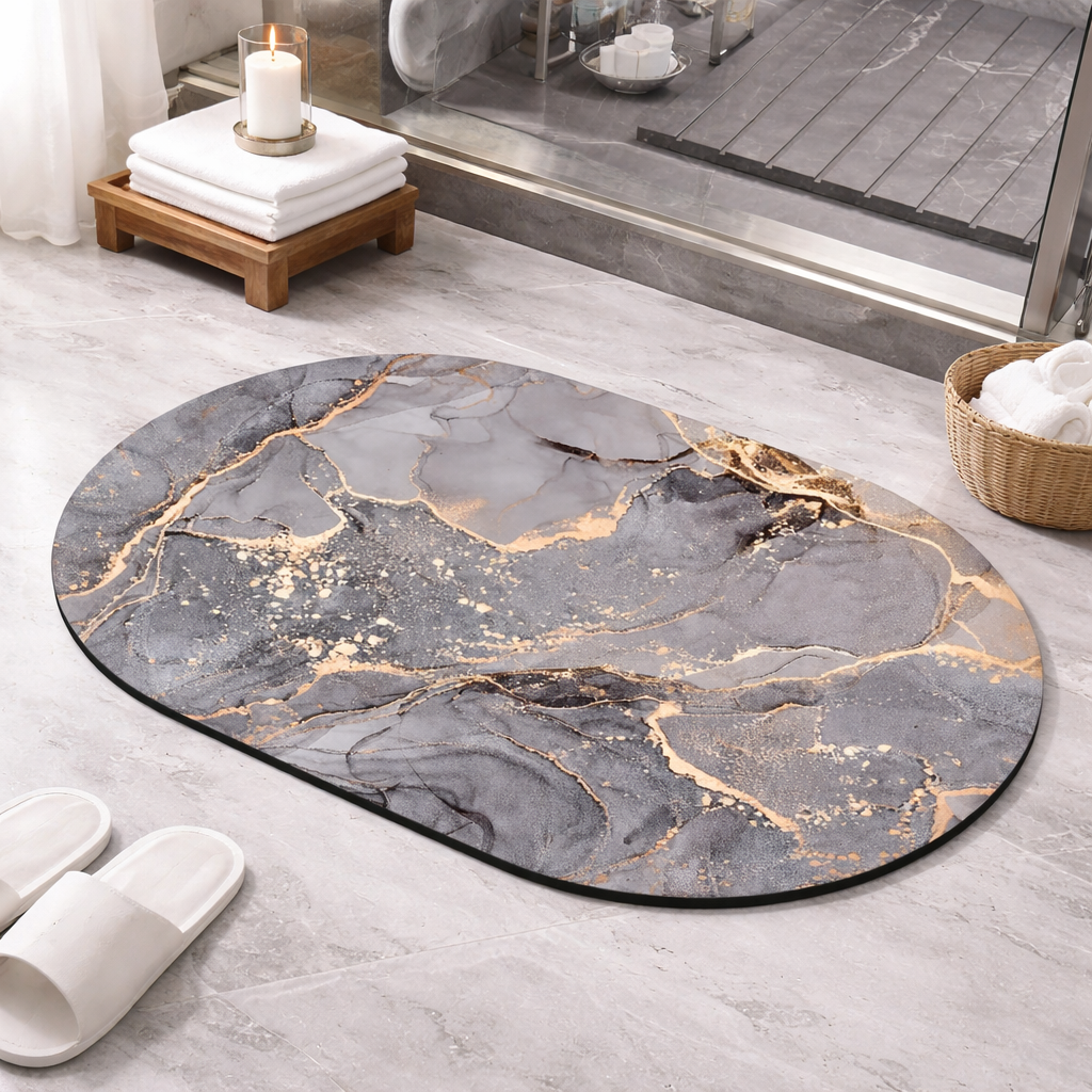 Tapis de Bain Antidérapant Effet Marbre - 40x60 cm