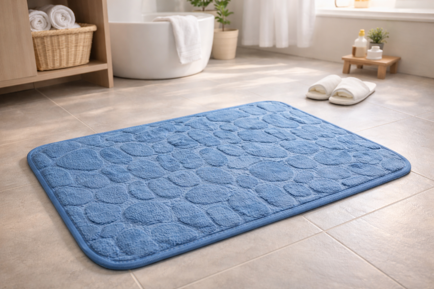 Tapis de Bain Antidérapant Effet Galets - 40x60 cm