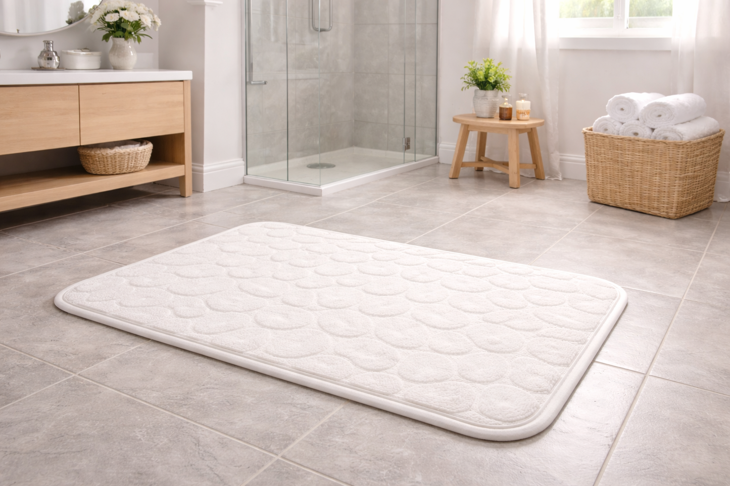 Tapis de Bain Antidérapant Effet Galets - 40x60 cm