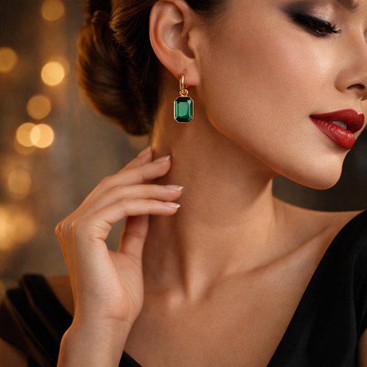 Boucles d’Oreilles ELVIA ÉMERAUDE