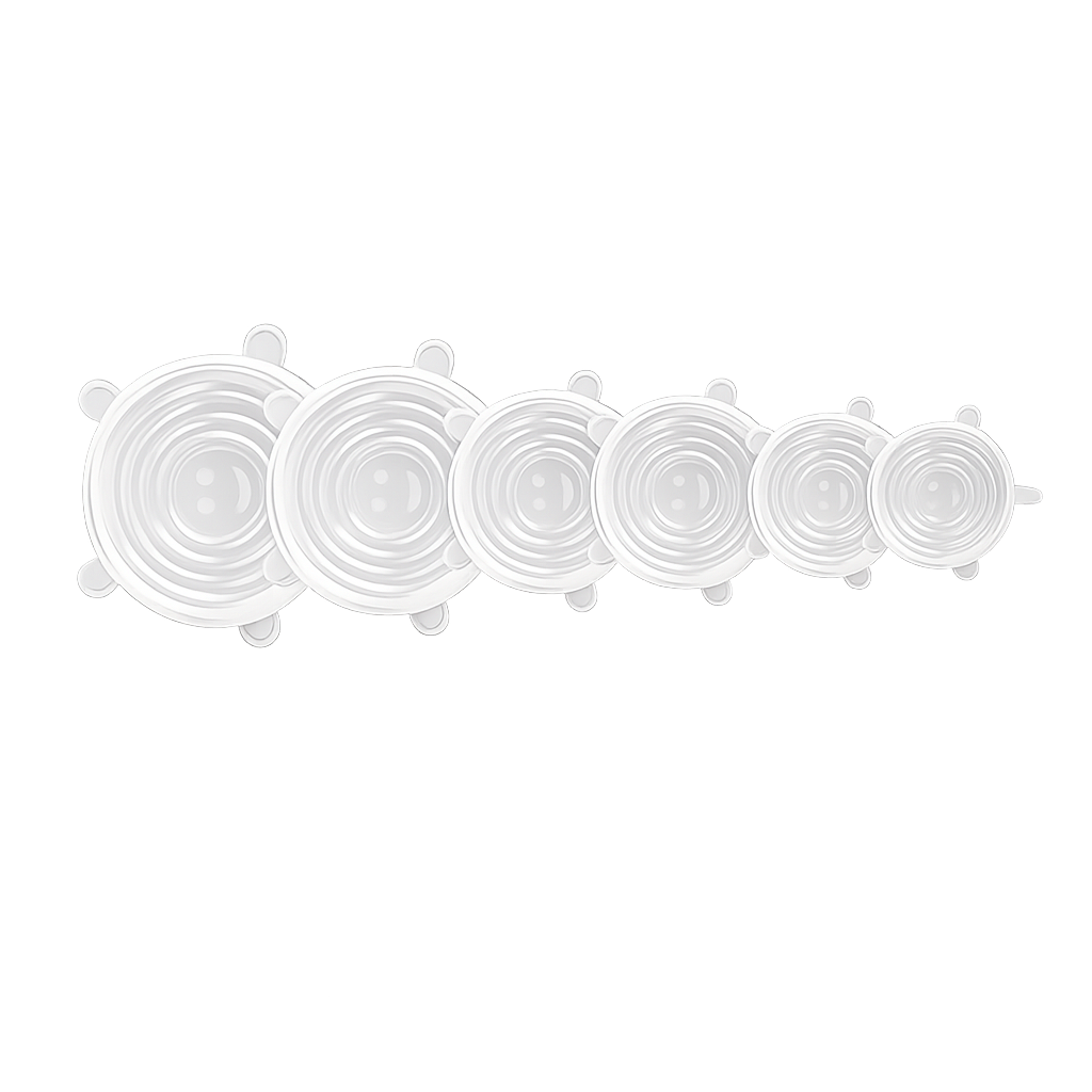 Lot de 6 Couvercles Alimentaires en Silicone Réutilisables
