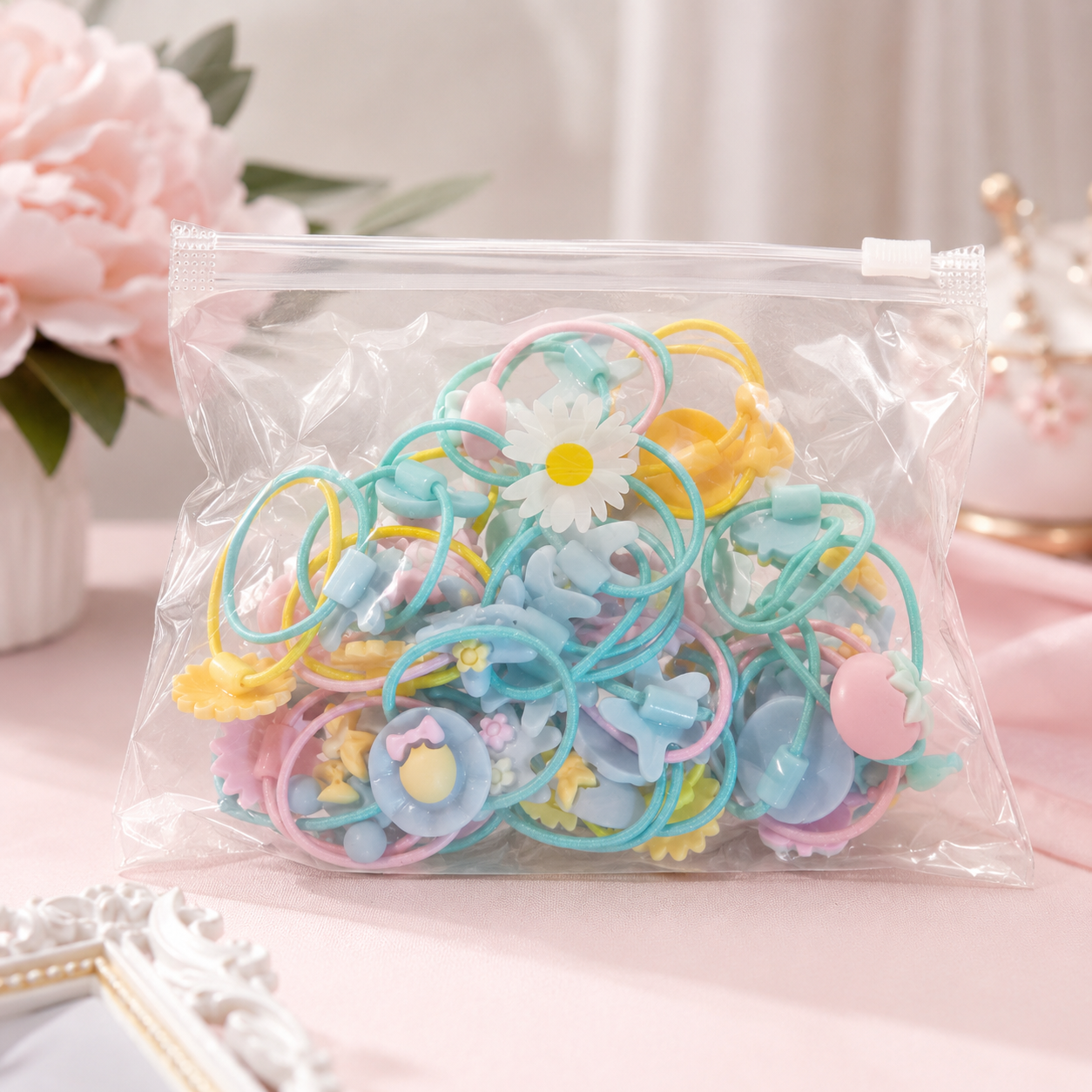 Lot de 40 élastiques pour cheveux enfant – Colorés & fantaisie