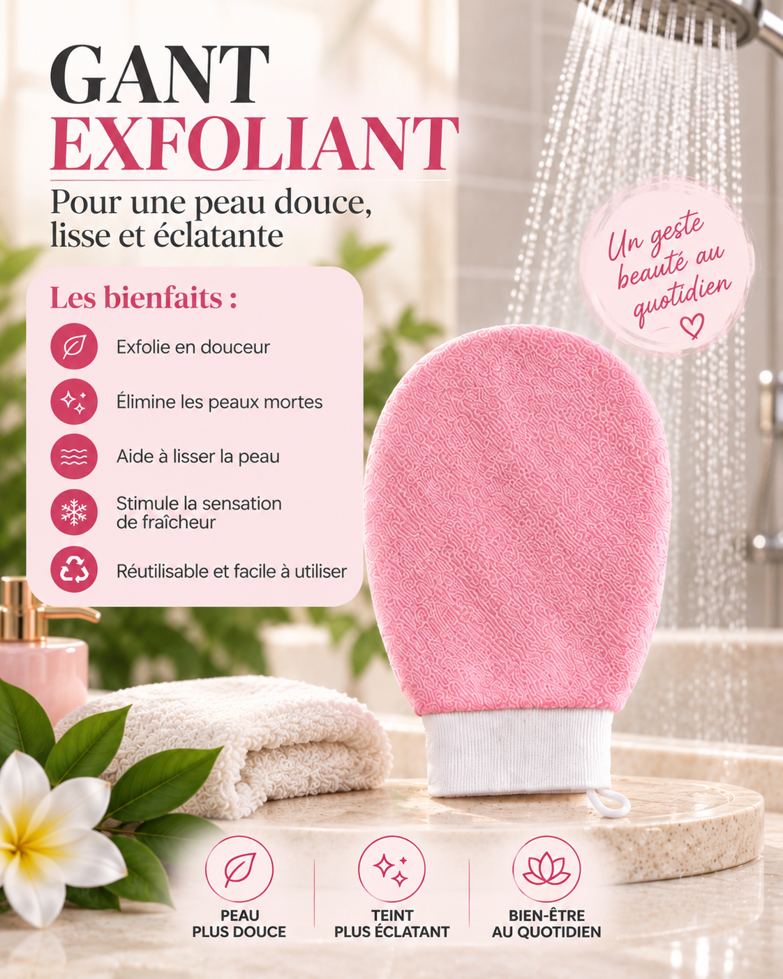 Gant Exfoliant Corps Réutilisable – Peau Douce & Lisse