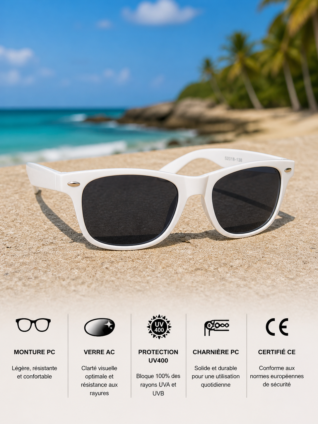 Lunettes de soleil – Blanc UV400