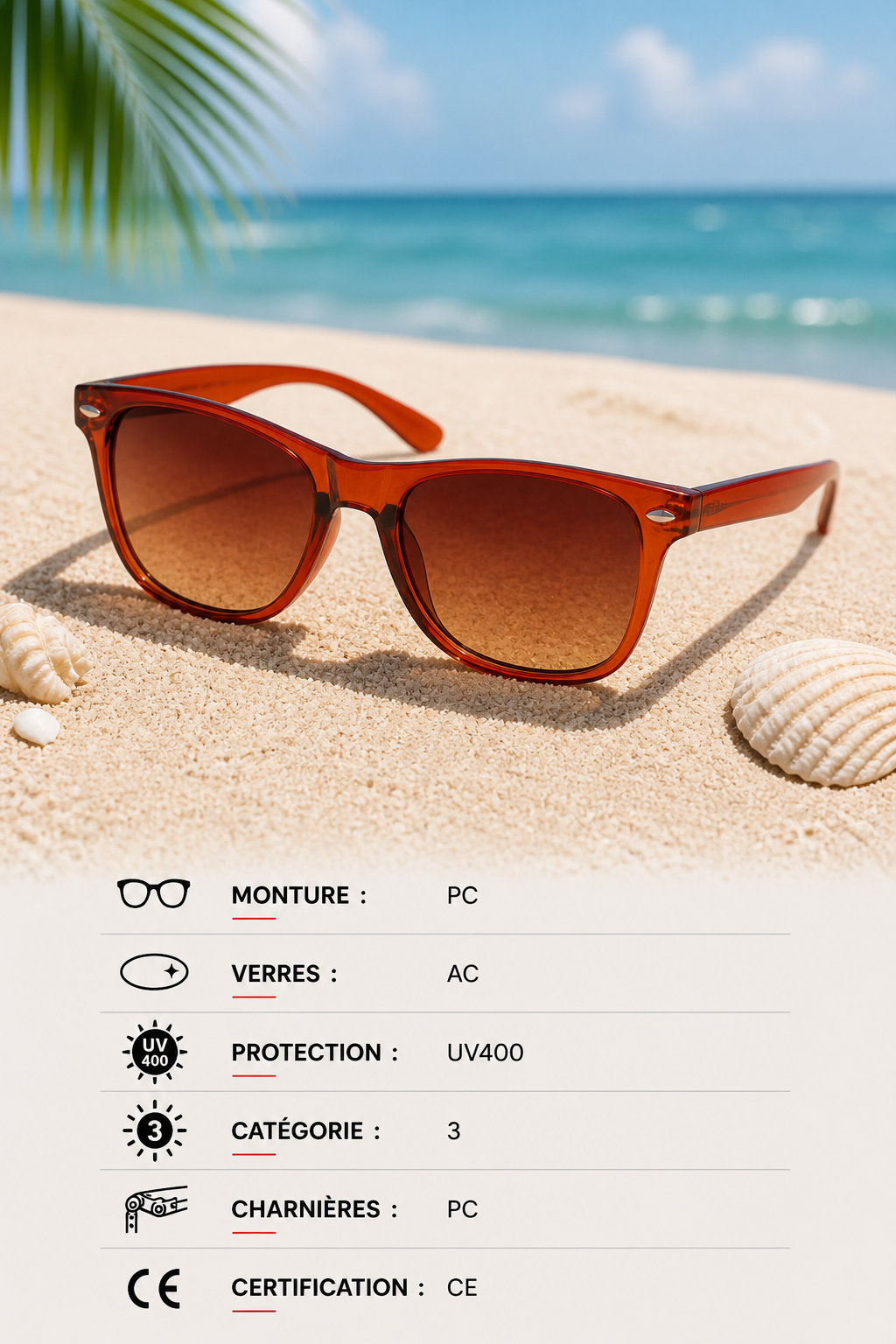 Lunettes de soleil – Marron UV400
