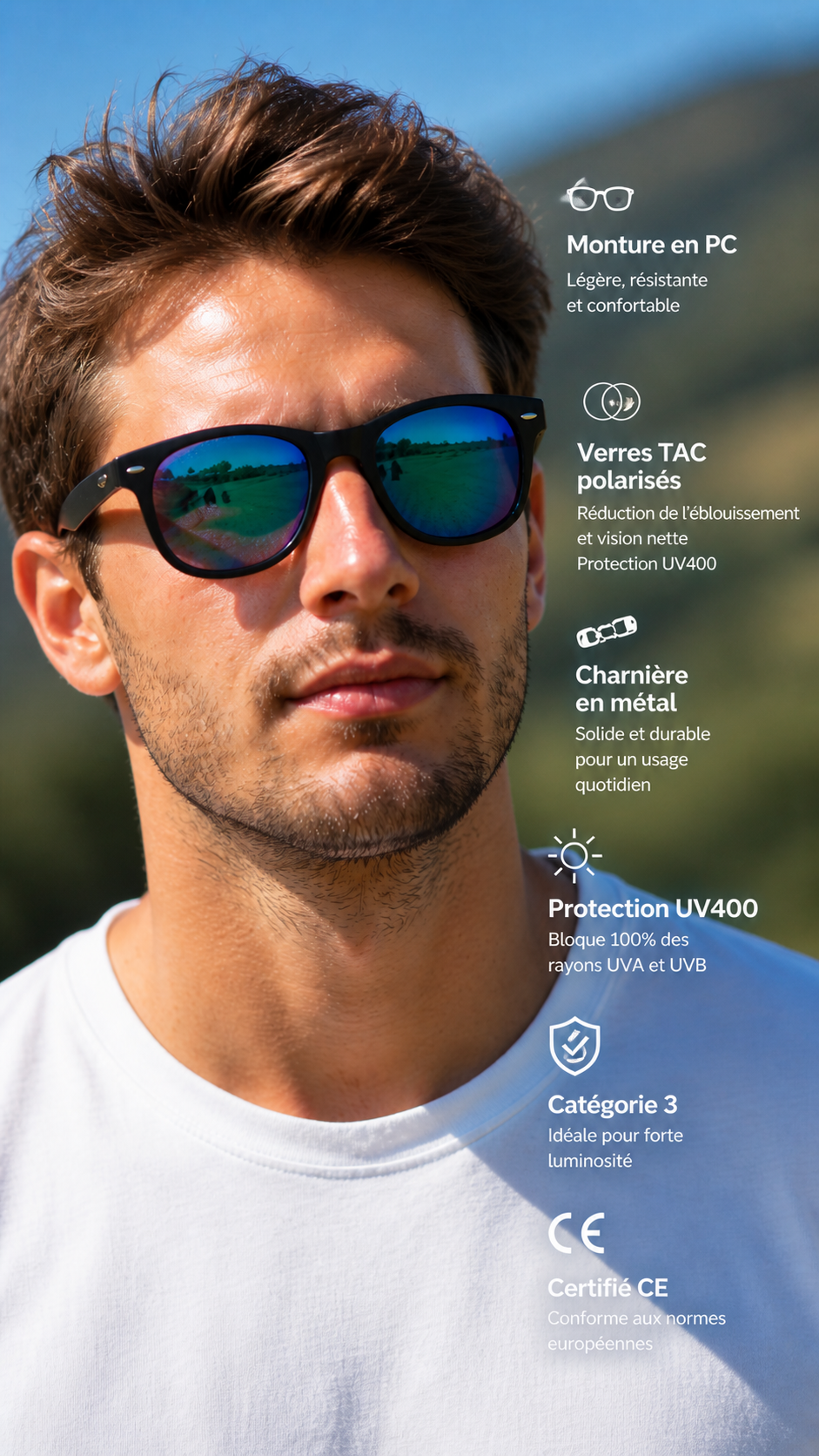 Lunettes Soleil Polarisées Bleu-Vert UV400