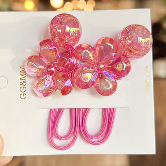 Lot de 2 Élastiques Fleur Camélia Rose