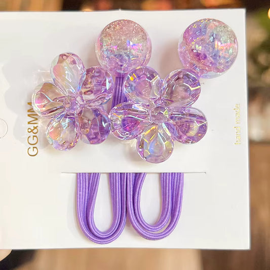 Lot de 2 Élastiques Fleur Camélia Violet