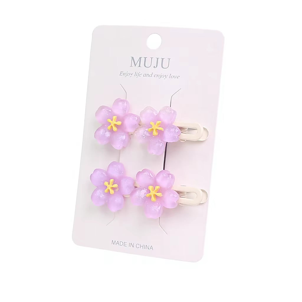 Pinces Cheveux Florales Lilas – Lot de 2