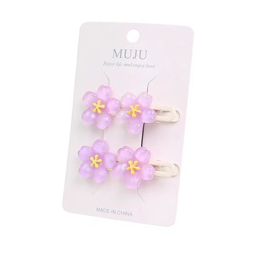 Pinces Cheveux Florales Lilas – Lot de 2