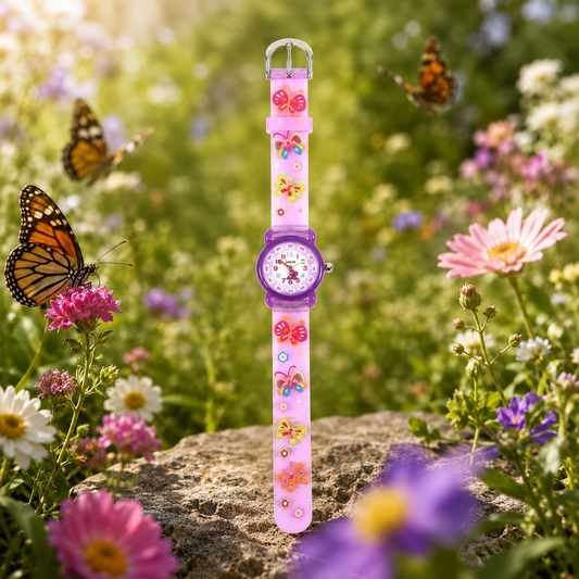 Montre Papillon Rose – Analogique 3D