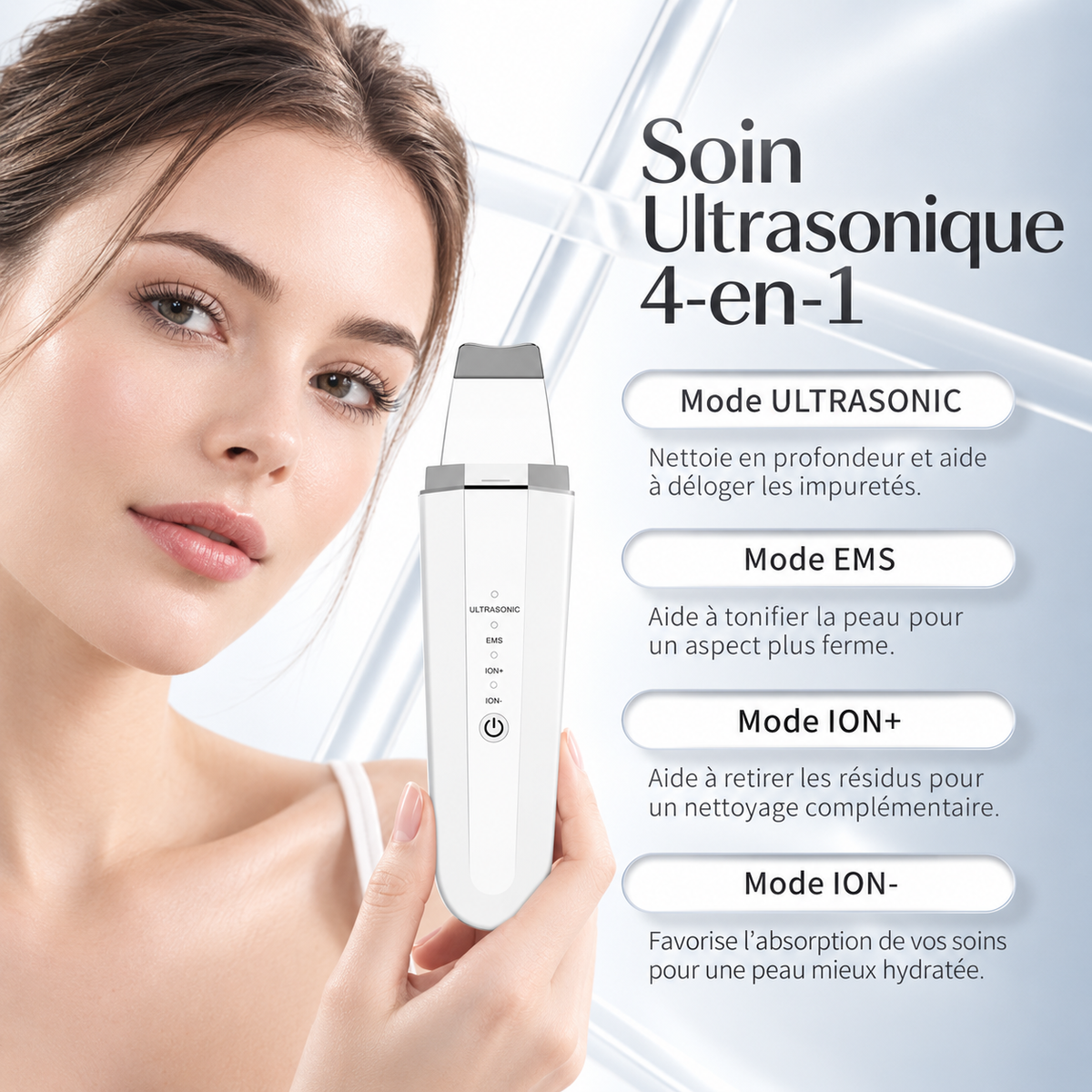 Spatule Ultrasonique Visage 4-en-1