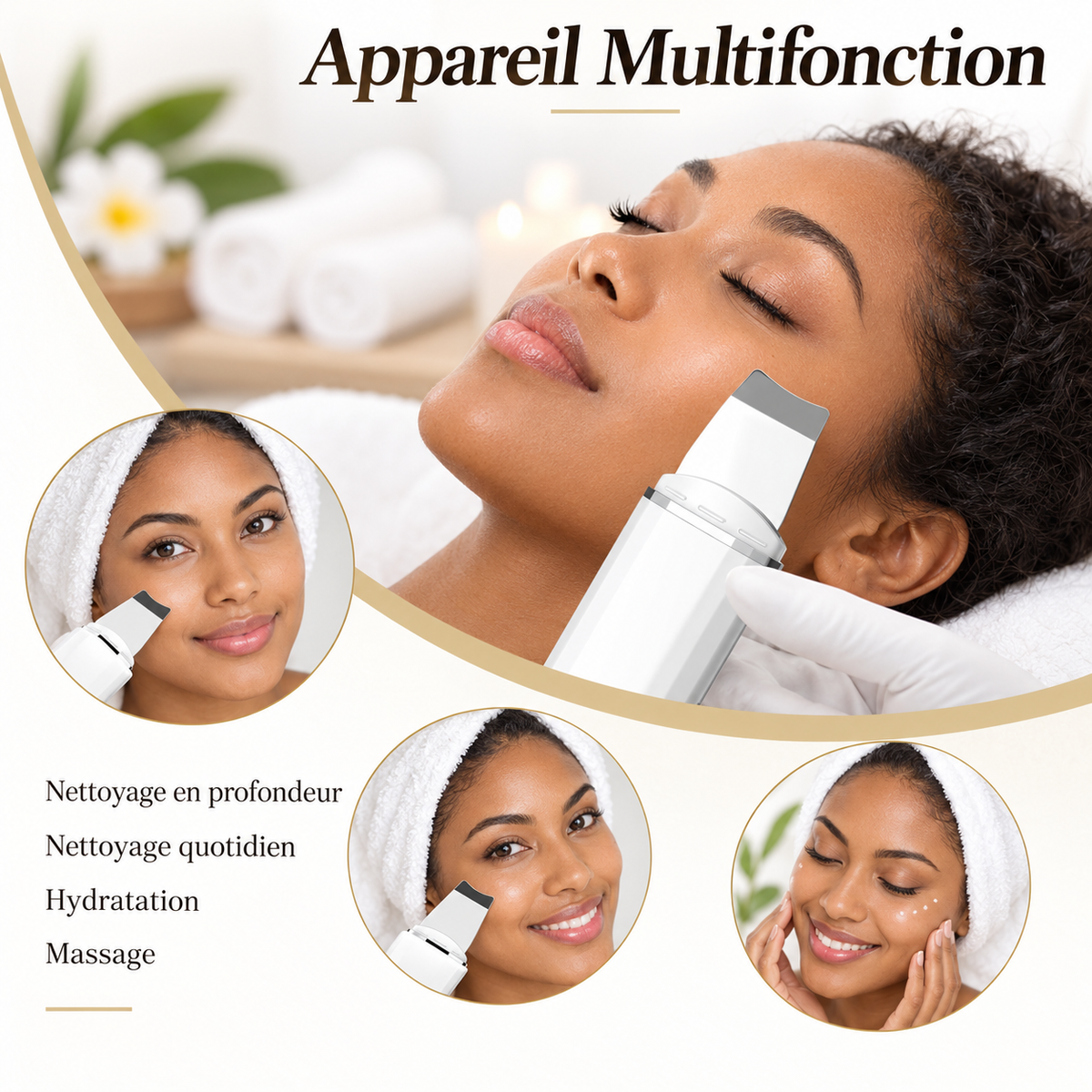 Spatule Ultrasonique Visage 4-en-1