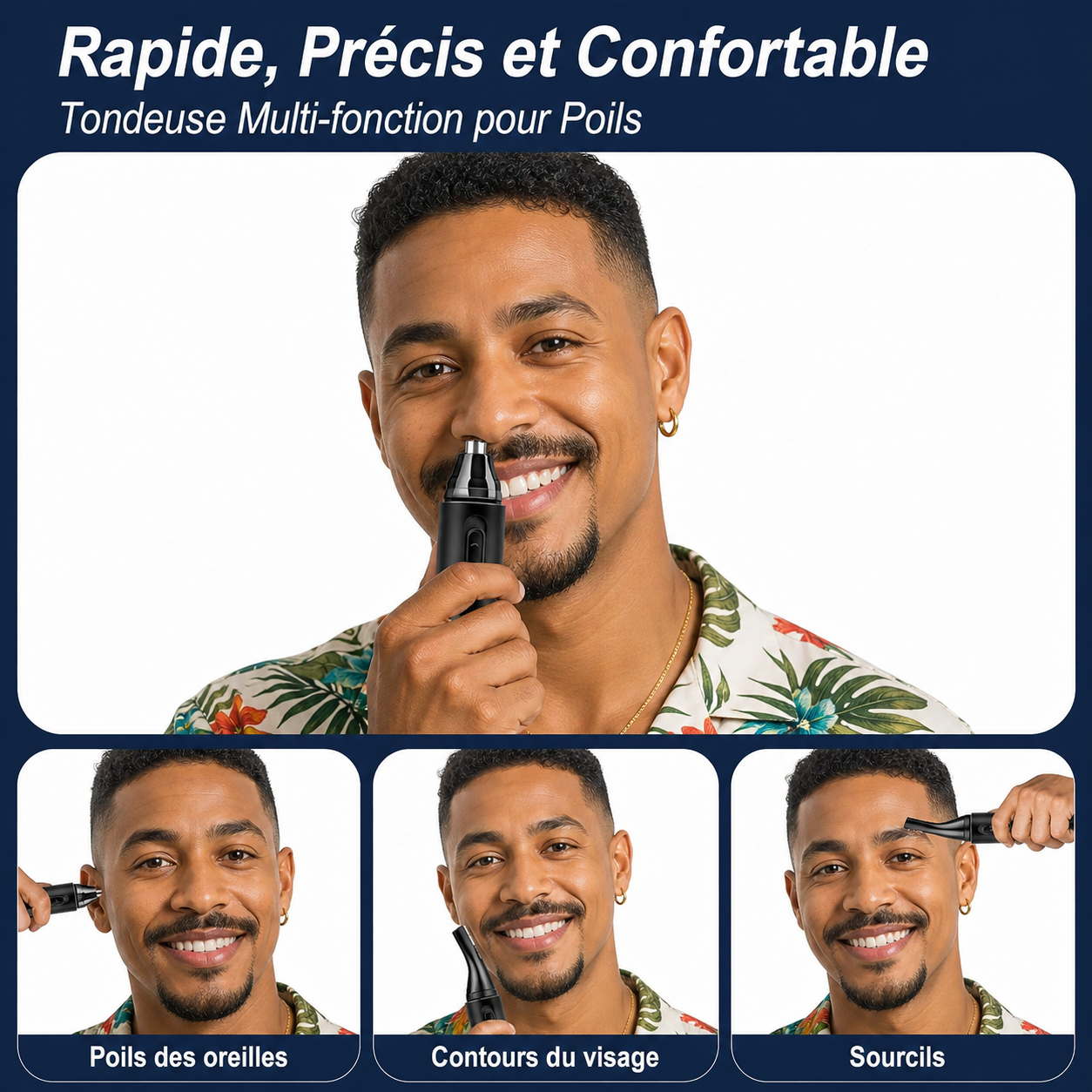 Tondeuse nez multifonction – 4 en 1 rechargeable