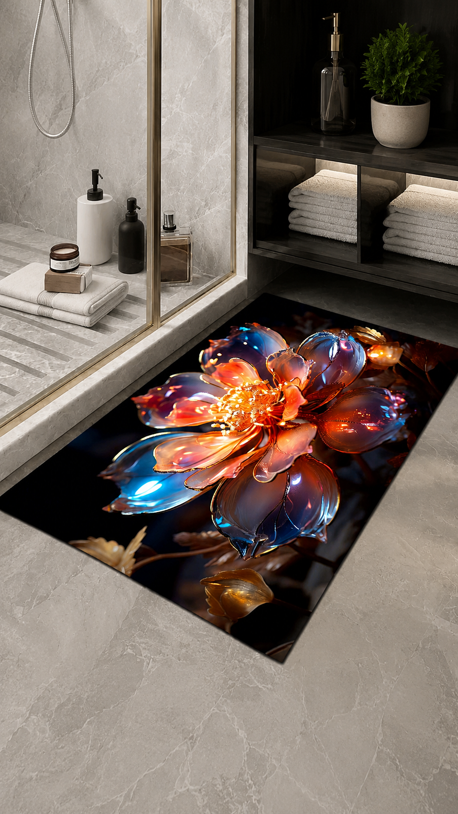 Tapis Anti-Dérapant Fleur Lumineuse 50 x 80 cm