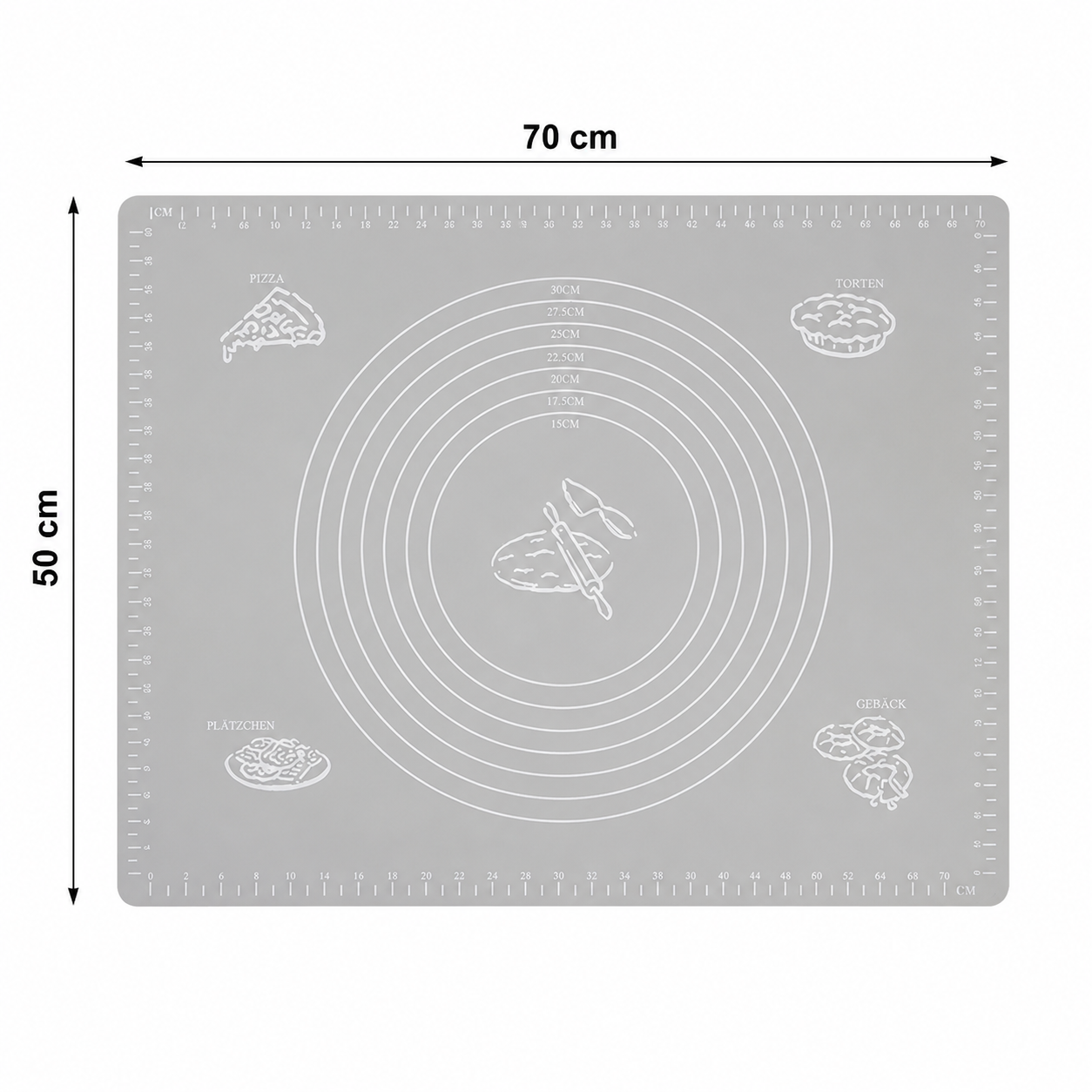 Tapis de Pâtisserie en Silicone avec Mesures – 70 × 50 cm