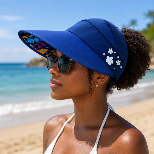 Visière de Soleil Anti-UV Élégante - Bleu