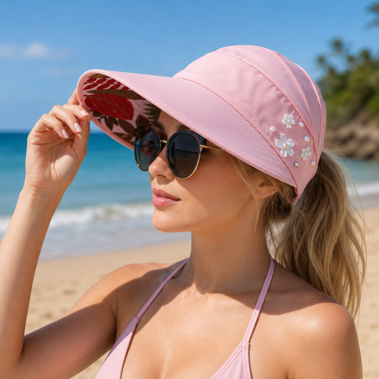 Visière de Soleil Anti-UV Élégante - Rose