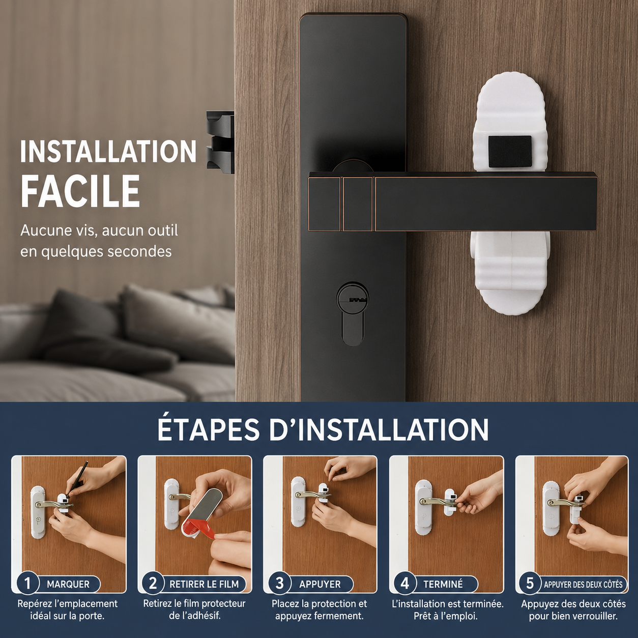 Bloque-Poignée de Porte - Lot de 2